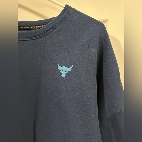 Under Armour Project Rock Blue Crewneck Sweatshirt Size Large Women's Oversized - Picture 2 of 10